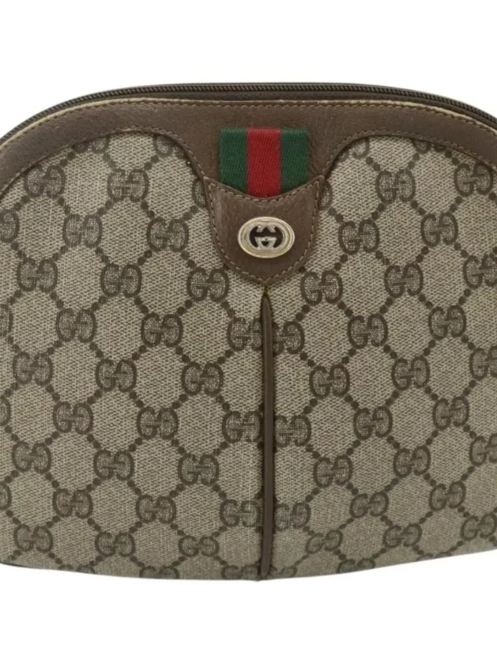 GUCCI GG Supreme Shoulder Bag PVC Beige Gold 904 02 047 Auth